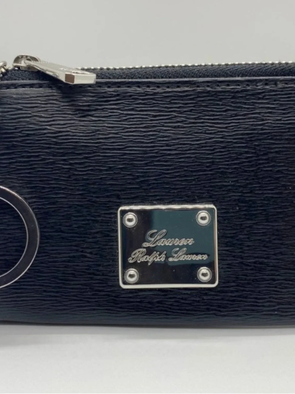 Lauren Ralph Lauren Black Textured Keyring Pouch